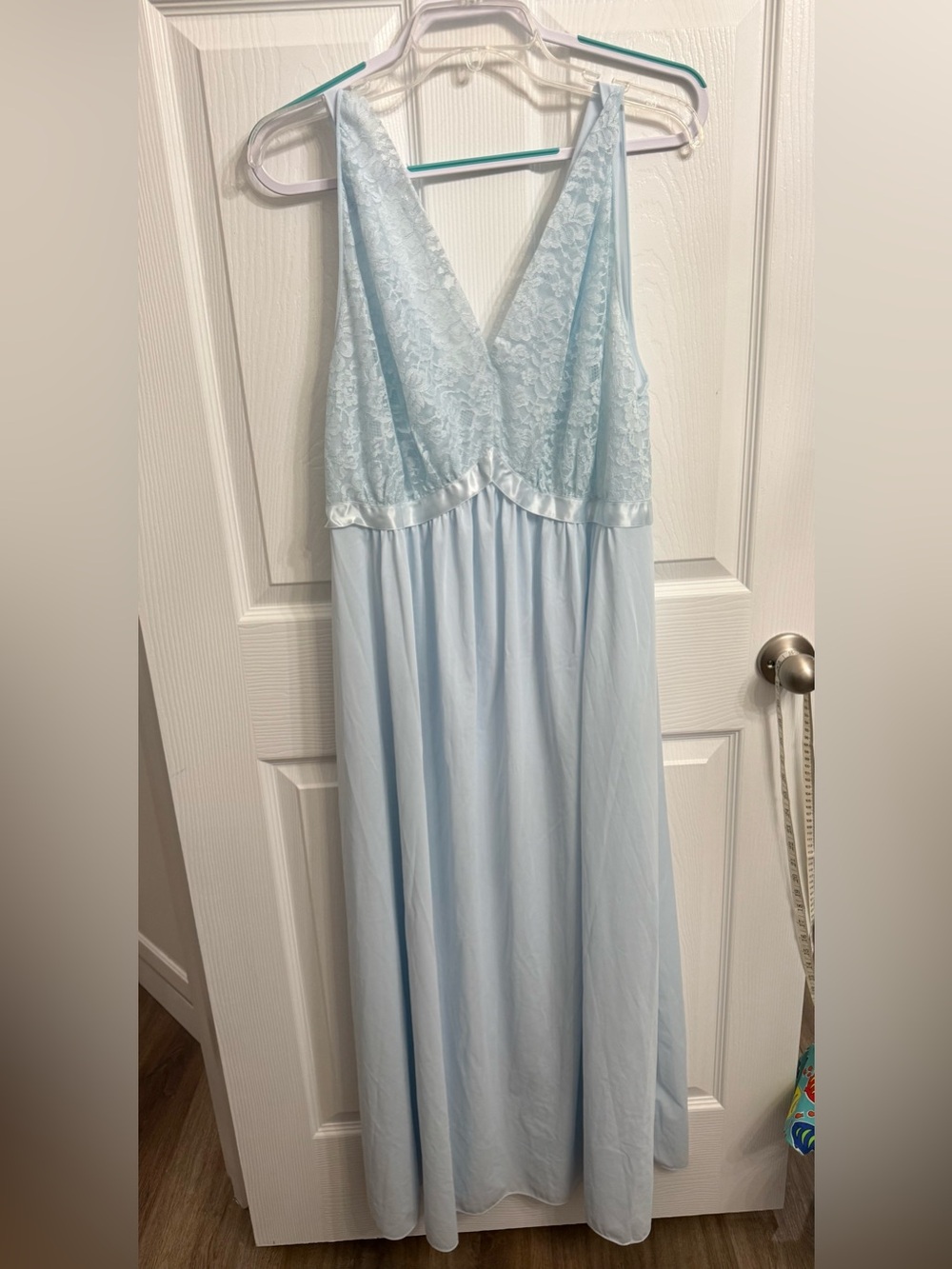 Vintage Vanity Fair Blue Lace Maxi Nightgown USA Cottagecore Fairy size 44 bust